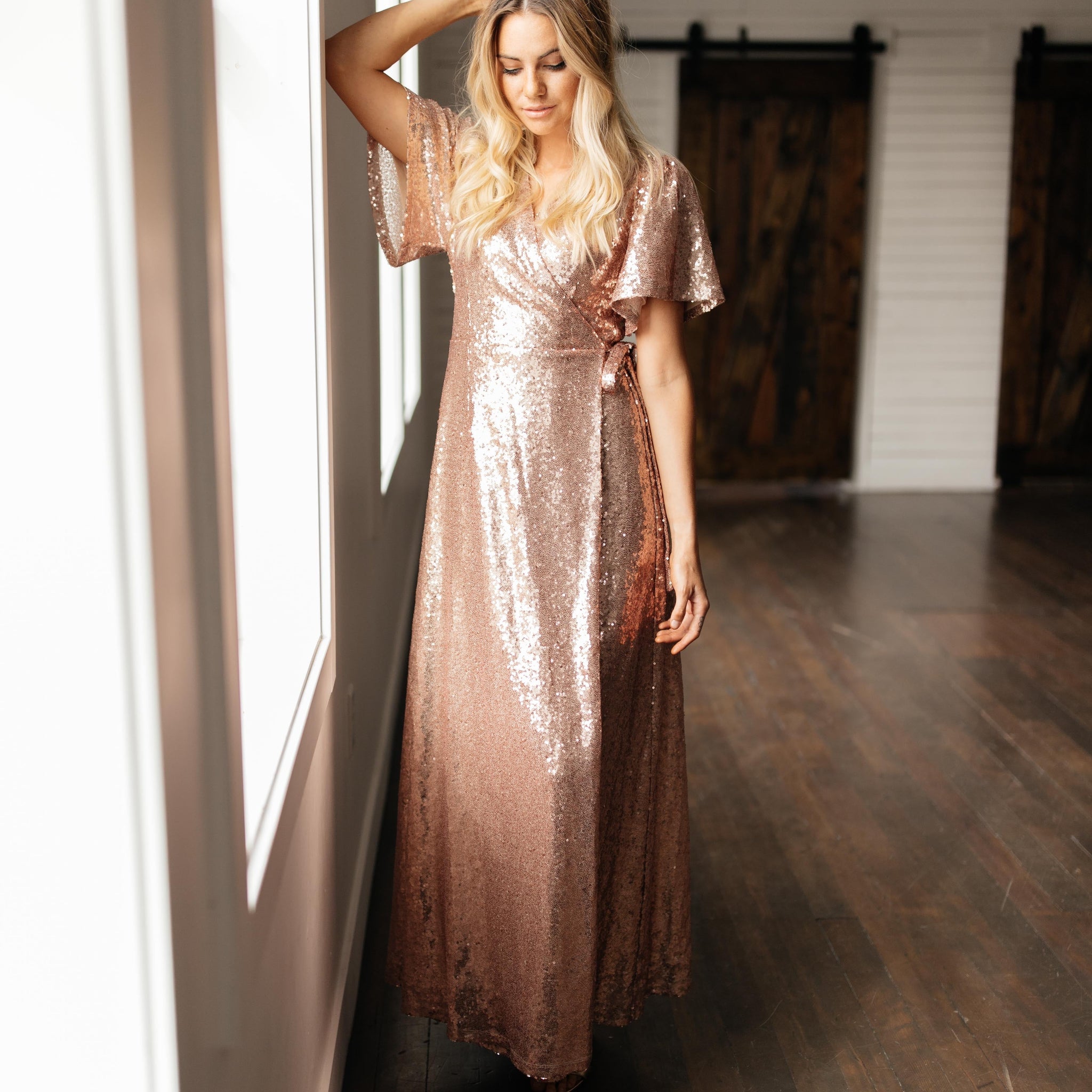 Aria Rose Gold Sequin Dress - DM Exclusive - Nursing Friendly - Maternity Friendly - FINAL SALE